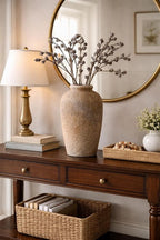 Emotionally Grounded Vase, Vaseking Large Ceramic Rustic Vase, 11 inch Minimalist Decorative Farmhouse Tall Vases for Home Decor, Living Room, Enterway, Table Decoration, Brown