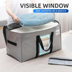 TAILI Extra Large Moving Bags, 10 Pack Silver Heavy Duty Totes for Storage with Visible Window, Wrap Around Handles, Storage Bags for Space Saving, Alternative to Moving Boxes