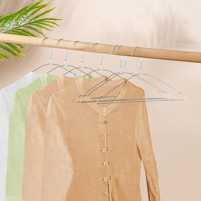 SPECILITE Wire Hangers 300 Pack, Metal Wire Clothes Hanger Bulk for Coats, Space Saving Metal Hangers 16.7 Inch Ultra Thin Non Slip with Groove, for Standard Size Suits, Shirts, Pants, Skirts-Silver