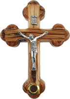 Zuluf 5.5" Wooden Wall Cross with 14 Stations Crucifix and Jerusalem Soil Christian Holy Land Gift from Israel CRS092