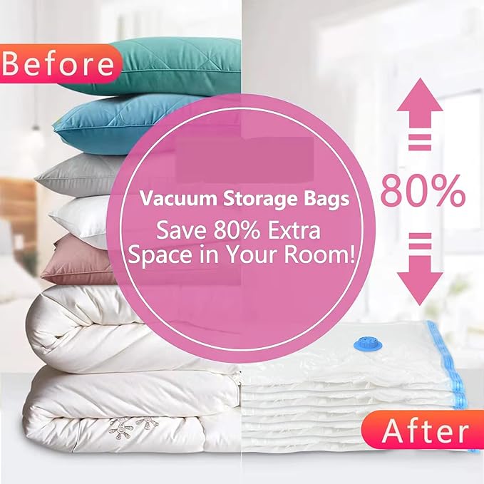 Vacuum Storage Bags with Electric Pump, 12 Pack (3 Jumbo, 3 Large, 3 Medium, 3 Small) Vacuum Seal Bags for Clothes, Bedding, Mattress, Blankets, Travel