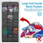 2Pcs 30 Large Pockets Dual Sided Hanging Shoe Organizer for Closet Shoe Storage Shelves with 360 Rotating Hanger Space Saving Storage Bag Hanging Shoe Rack for Bedroom Laundry Room,Black