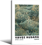 Yayoi Kusama Inspired Poster Japanese Botanical Wall Art Abstract Yayoi Kusama Print Modern Ukiyo-e Japanese Gallery Wall Decor 16x24in Framed for Home Bedroom Decorations
