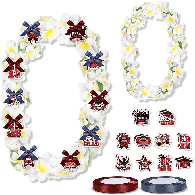 Leis for Graduation 2026, Artificial Flower Wreath with Cards Graduation Lays Gifts, Congrats Grad for High School