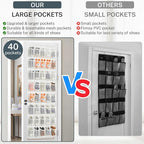 40-Pocket Over the Door Shoe Organizer - Large Mesh Pocket Hanging Shoe Rack for Door, Shoes Storage Holder Sturdy Non-woven Fabric - Stores 20 Pairs (White02)