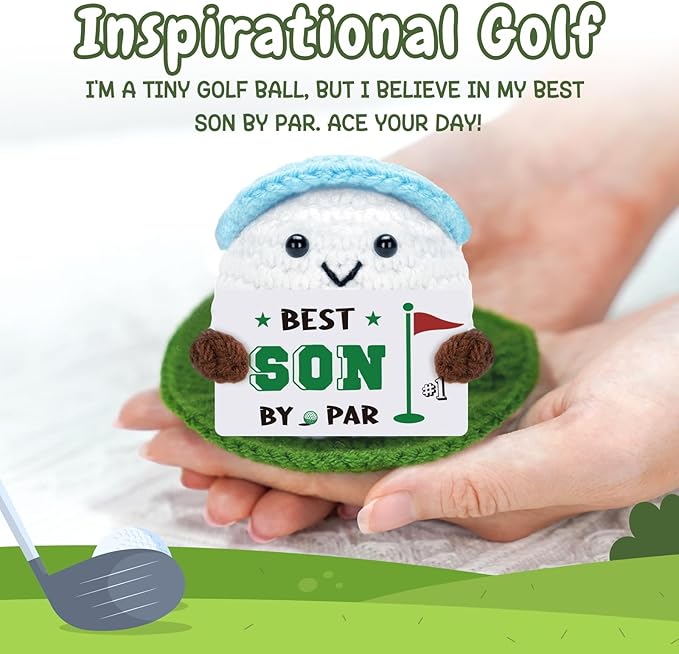 Golf Gifts, Positive Crochet Funny Golfers Presents for Son, Emotional Help Handmade Knitted Golf Themed Doll, Funny Gag Gifts for Golfer Son