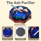 Coomin Crystal Glass Ashtray, Sparkly Cigar Cigarettes Ash Tray, Ashtrays for Smokers Indoor Office Home Desktop Tabletop, Unique Luxury Gifts for Men, Blue