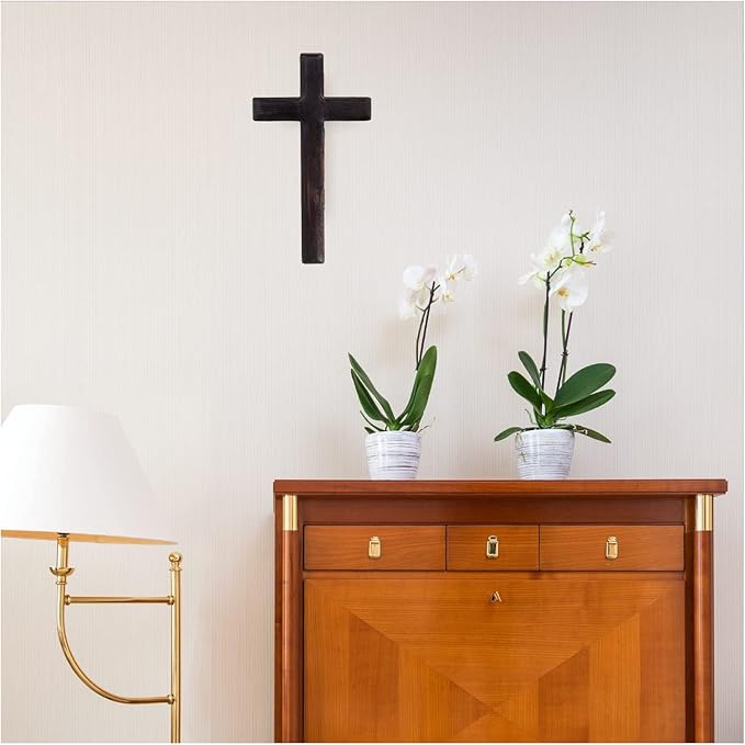 Kakalote Wall Mounted Crosses Wooden Catholic Crucifix Jesus Christ Wooden Crosses Party Meditation, Religious Home Decor, Christian Wall Cross(Black)