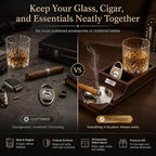 Cigar Ashtray,Wooden Ashtrays with Whiskey Glass Tray -Cigarette Holder,Cigar Accessories Set,cigar Gifts for Men Father's Day,Outdoor Ashtrays for Patio,Ash Trays Indoor Home Decor