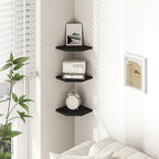 Fun Memories Corner Shelf Wall Mount, Floating Corner Shelves, Set of 3 Corner Wall Shelf Organizer, Rustic Wood Wall Storage Display Shelves for Living Room Bedroom Bathroom Kitchen, Classic Black