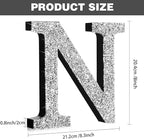 Qunclay 8'' Silver Crystal Diamond Bling Letters Crushed Diamond Decoration Wooden Glitter Letter with Screw and Hooks Rhinestone Gift for Wedding Y2k Mcbling Bedroom Wall Decor (Letter N)