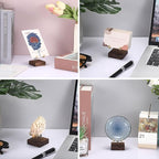Hipiwe Adjustable Metal Arms Display Stand Easel with Wooden Base - Small Display Easel Holder for Displaying Fossil Coral Geodes Rock Mineral Agate Plate Seashell and Photos, 2"x2"x3.2"