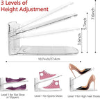 Yes!Fresh Shoe Slots Organizer, Boutique Display Style Shoe Stacker for A Pair of Shoes, Separable Shoe Rack for Closet Organization, 3 Adjustable Narrow Shoe Rack (Clear, 2 Pack)