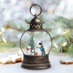 Snow Globes, Snowman Family,Glitter Water Christmas Lantern with 8 Songs, 6H Timer Battery & USB Powered Music Box,Gifts for Men and Kids, Indoor Christmas Decorations