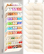 20-30 Pairs Over the Door Shoe Organizer, Clear Pockets Hanging Shoe Storage for Closet, 10-Tier Door Shoes Rack, Handing Shoes Holder Fit All the Family's Sneakers, Boots, Heels, Beige