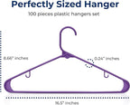 SereneLife 100 Pack Plastic Hangers, Non-Slip, Space-Saving Closet Organizers, Durable and Strong for Shirts, Sweaters, Hoodies, Kids Clothes & Dresses, Ultra-Thin, Lightweight