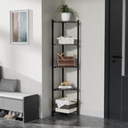 Wisuce Corner Shelf, 100% Real Bamboo Shower Corner Shelves Free Standing Shelf Storage Organizer for Bathroom Living Room Kitchen (Black, 5 Tier)