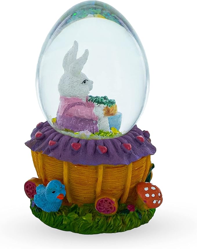 Bunny and Carrots Basket Water Globe