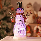 Large Snowman Christmas Snow Globe with Cardinals - Rotating Internal Scene with Swirling Glitter & Colorful Lights, 6H-Timer, Battery/USB Powered, Holiday Christmas Decoration(Snowman Cardinals)