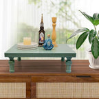 Wooden Riser Decorative Tray, Farmhouse Wood Pedestal Stand, Rustic Tray Riser Display Stand, Coffee Bar, Dining Room, Centerpiece, Kitchen, Bathroom Table Decor (Green)