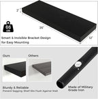 Venusmiles Floating Shelves for Wall, 36" W x 12" D x 2" H, 2 Pack of Long Wall Mounted Engineered Wood Shelves with Invisible Brackets for Living Room, Bedroom, Bathroom, Kitchen Decor, Black