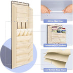 FENTEC 1 Pack Over The Door Shoe Organizer, 68" Exlarge Deep Pockets Hanging Shoe Organizers, 8-Tier Shoe Rack for Closet, Shoe Holder for Boots,Over Door Organizer in Home, RV, Dorm, Beige