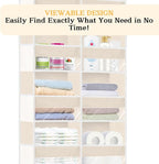 Ofiray-home Over the Door Organizer 6 Tiers, Extra Large Behind Door Storage of 12 Compartments,80 lbs Weight Capacity Hanging Storage Organizer with Clear Window Kids Toys, Shoes, Diapers,Beige