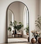 Prywot Arched Full Length Mirror, 71"x30" Free Standing Floor Mirror, Modern Full Body Mirrors with Stand, Wall Mirrors with Aluminum Alloy Frame for Bedroom,Living Room, Black