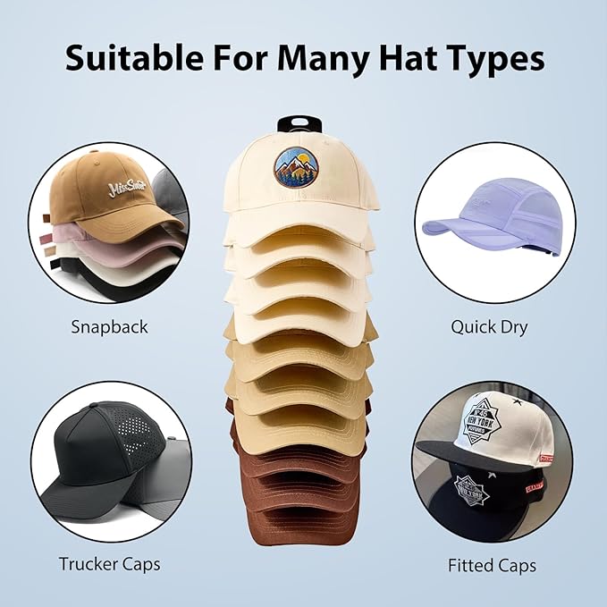 Hat Organizer for Baseball Caps for wall,2 Pack Cap Racks, Rack Hanger Storage Display Holder Hooks Stand for Closet Door,Hold Up to 40 Hats