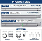 Mavivegue Closet Rod, 17 to 70 Inch Adjustable Closet Rods for Hanging Clothes, Silver Hanging Rod for Closet Wardrobes Laundry RV, Bathroom