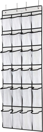 Over the Door Shoe Organizer, Hanging Shoe Organizer with 24 Mesh Large Pockets Door Shoe Rack Organizer for Men Women Kids Hanging Shoe Storage Bag.(White