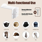 2.8 Inch Hat Hooks for Wall - (16 Pack) Cowboy Hat Rack, Strong Adhesive Cap Holder, Organizer for Baseball Caps, Western Room Decor - White