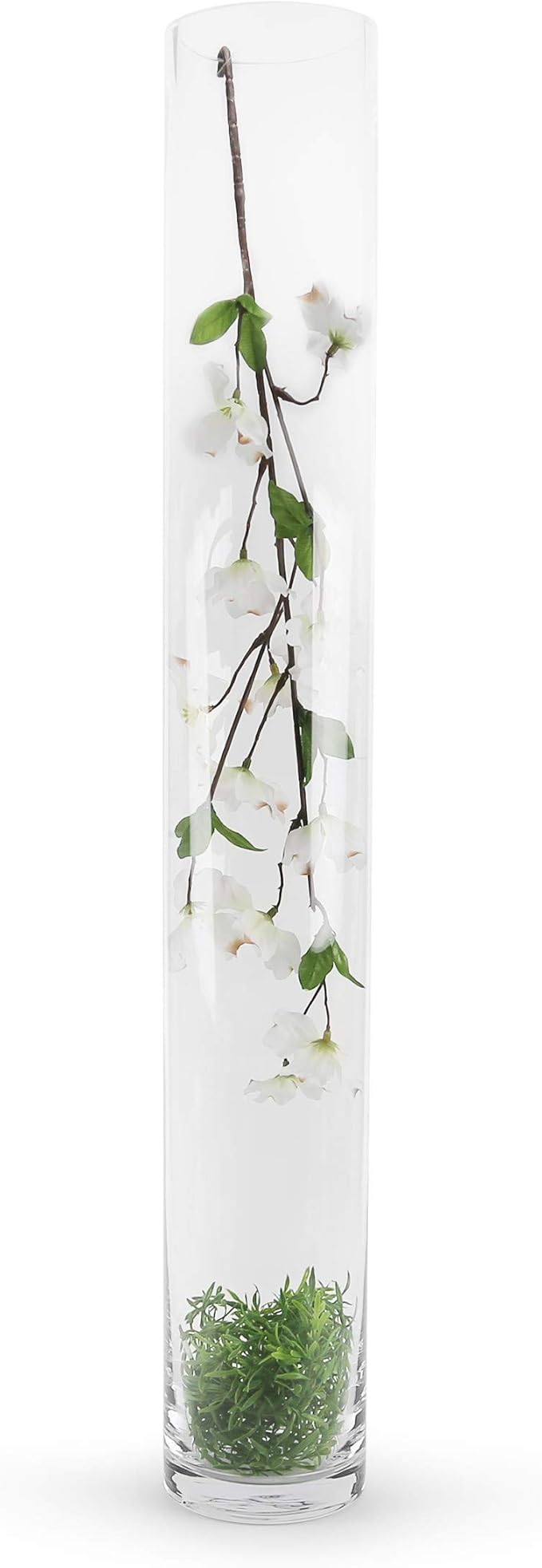 WGVI Quality Thick Weighted Tall Clear Cylinder Glass Vases, 4" W x 28" H, Flower Arrangement Floating Candle Holders Wedding Centerpieces Event Floral Container Floor Display Home Décor, 1 Piece