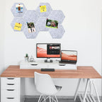 8Pcs Hexagon Felt Cork Board Tiles, Self Adhesive DIY Bulletin Board Pin Board for Office School Home Wall Decor Memos Photos Display (Light Grey)