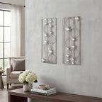 ZEXUIRU 2 Pcs Abstract Metal Art for Wall Decor Living Room Bedroom Bathroom Office Metal Bling Modern Geometric Hanging Vertical Small Iron Sculpture Plaque Pack -Silver 15.7in