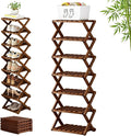 The 9-Tier No-Assembly Bamboo Rack, 3-9 Tiers Bamboo Shoe Rack, Foldable Bamboo Vertical Shoe Organizer, Multifunctional & Space-Saving, For Entryway, Closet, Corner, Bedroom, Hallway (Walnut, 7Tiers)