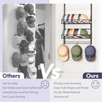 SWTYMIKI Over Door Hat Organizer - 3 Tier Wall Mounted Hat Rack with 2 Adjustable Metal Basket and 3 Hooks, Hanging Baseball Cap Organizer Storage Holds up to 29 Caps for Door, Bedroom, Closet
