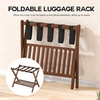 Luggage Racks Suitcase Stand Foldable With Storage Shelf For Guest Room Hotel Essentials Solid Bamboo Heavy-Duty Item Holder Chestnut Brown