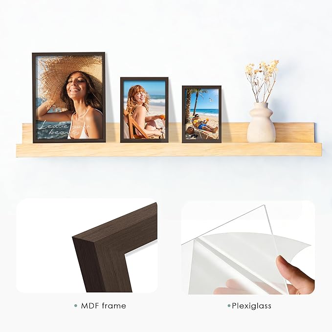 15 Pack Picture Frames Collage Wall Decor, Walnut Frame Set with 3pcs 8x10, 6pcs 5x7, 6pcs 4x6 for Gallery Display, Wall Mounting & Tabletop, Bulk Photo Frames for Living Room Decor