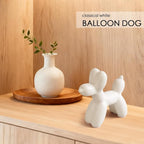 Notakia Cute Ceramics White Balloon Dog Statue Crafts Living Room Desktop Decorations,Handmade Modern Small Ceramic Animal Statue Ornament Home Decor Accents (White, Small)