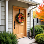 Black Wreath Hanger - Strong Bearing Fall Wreath Christmas Halloween Decorations Carbon Steel Wreath Door Hook 5" Height Wreath Hangers, Front Door Metal Over The Door Single Hook, Home Décor
