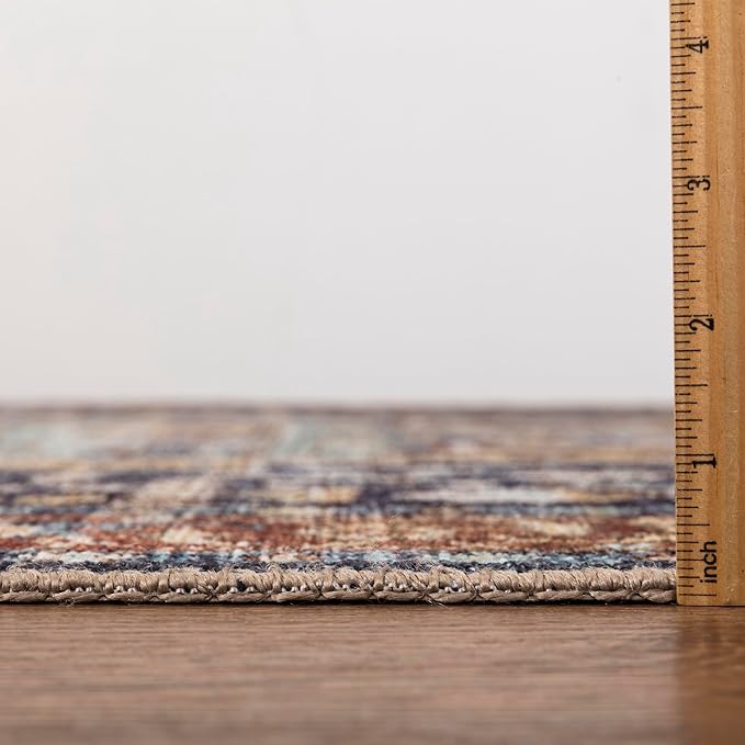 Keen Home Design 6x9 Rug - Machine Washable Area Rug with Non-Slip Backing, Ideal for Living Room, Dining Room, Bedroom - Vintage, Easy Clean, Durable, Low Pile Rug - (6' x 9')
