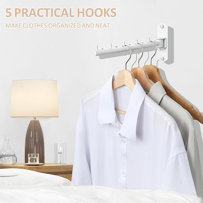 Swing Clothes Hanger Rack, Garment Racks Folding Clothes Bar Wall Mounted, 180°Rotation Laundry Drying Rack 304 Stainless Steel Space Saving for Laundry Room Bedroom Balcony, 9.45" Long