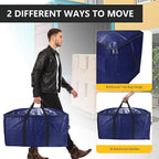 Extra Large Storage Bags Set Heavy Duty Moving Totes Strong Handles, Waterproof Dual-Way Carrying Design For Dorm Room Essentials,Christmas Storage bag(Blue,4 Moving bag & 10 Vacuum Seal Bags)