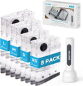 Travel Vacuum Bags with 2026 Lastest Wireless Pump, 8 Pack-4 Sizes Space Saver Vacuum Storage Bags for Luggage and Suitcase, Compression Bags for Packing, Vacuum Seal Bags for Clothing Travel