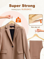 HOUSE DAY Bulk Wooden Hangers 2000 Pack（100 Cases, 20 Pack/Case）, Solid Wood Hanger with Non Slip Pant Bar, Heavy Duty Wooden Coat Hanger for Closet, Smooth Wood Clothes Hangers for Shirts, Natural