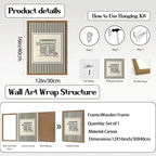 Vintage Striped Bookshop Wall Art, Retro Black and White Pictures Wall Decor College Minimalist Canvas Prints Paintings for Bathroom Bedroom Living Room 12x16 inch Framed