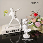 Banksy Street Graffiti Art Statue,Love Balloon Girl Room Decor,Resin Ornaments,Living Room Dining Desk Decorations,Bookshelf Decorative Objects(White)