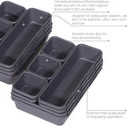Set of 22 Interlocking Desk Drawer Organizer Tray Dividers Plastic Shallow Narrow Drawers Organizers Separators and Storage Bins Container for Kitchen Bathroom Makeup Office Vanity Bedroom Dresser