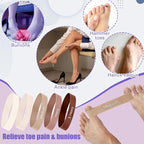 Set of 5 Toe Stretcher Band Separator Spacer Bunion Correction Hallux Valgus Alignment Foot Stretcher Straightener Resistance Loop Yoga Exercise Foot Care with Carry Bag(Coffee)